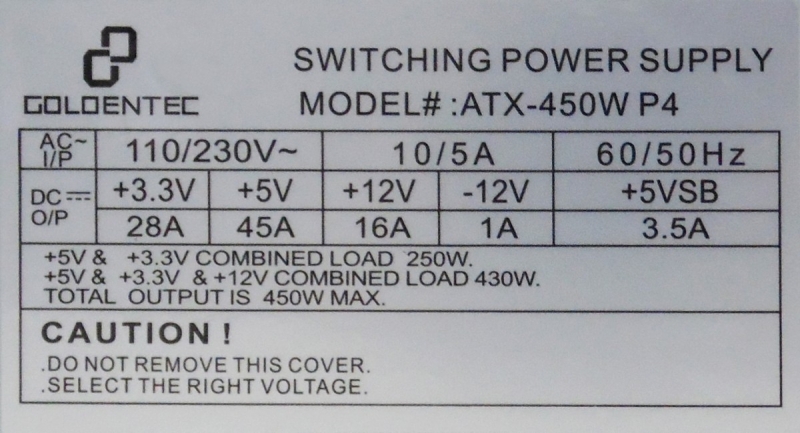 OBS.: Fonte de Alimentação ATX Goldentec 250W Real. - Imagem 2