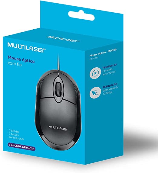 MOUSE MULTILASER ÓPTICO COM FIO CLASSIC PRETO - Imagem 3