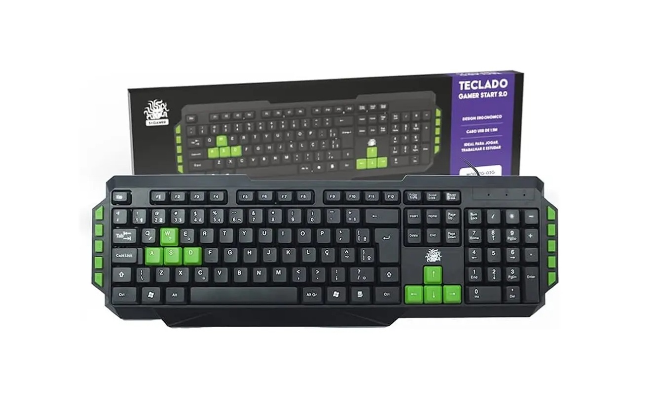 Teclado Gamer Start 2.0 Usb Silencioso Alta Precisão + Atalhos