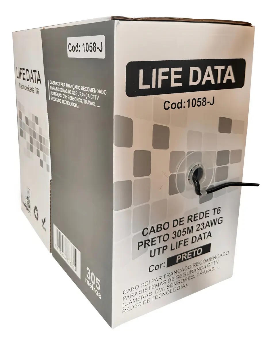 Cabo De Rede Cat.6 Utp Cca 305m 23awg Preto. - Imagem 4
