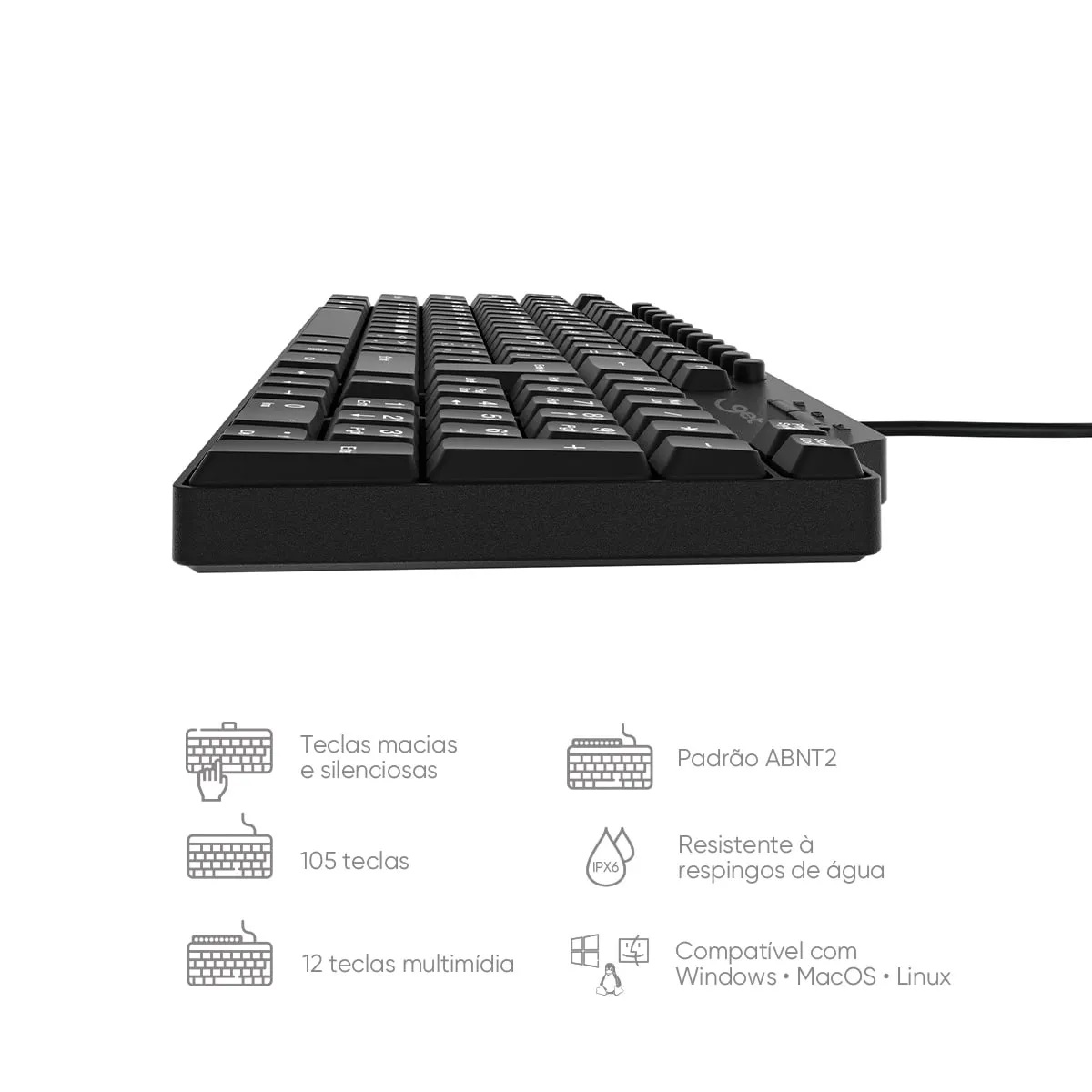 Teclado Slim com Fio USB Multimídia Get NeoDesk Preto - Imagem 3