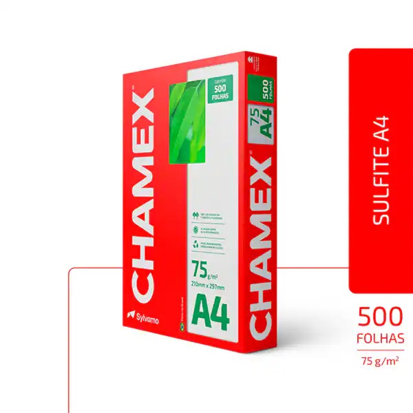 Papel A4 Chamex Resma 500 Folhas 75g 210mmx297mm Branco - Imagem 2